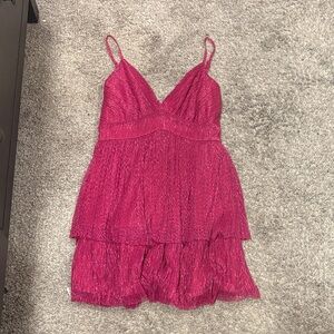 Trixxi Vibrant Pink Layered Midi Dress